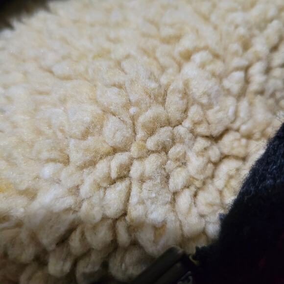 Vintage Flannel Vest Red Buffalo Plaid Sherpa Zip Front Fleece Wool Retro Large - Picture 12 of 12